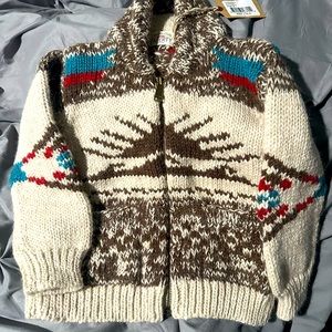 Faherty Sun & Wave Zip Cowichan Sweater - size 4 kids